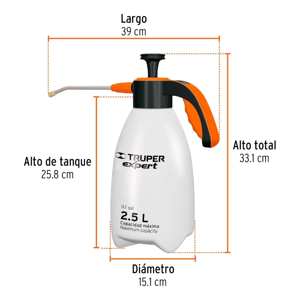 Truper Expert FDO-2X Fumigador doméstico de 2.5 litros Mango ergonómico