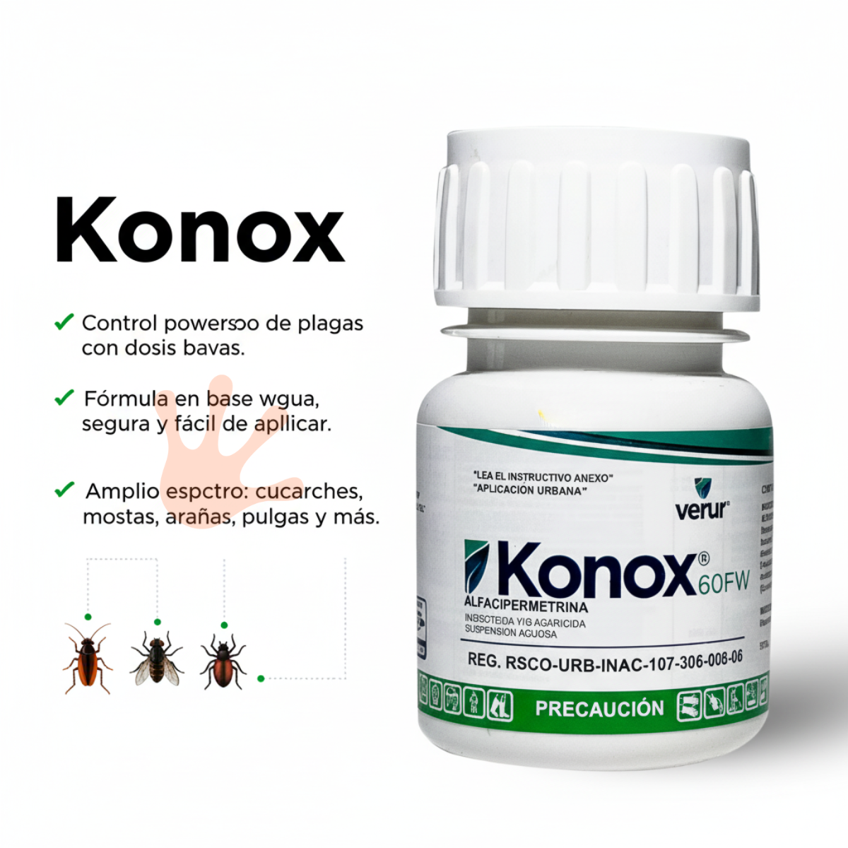 Insecticida Urbano Konox 60 FW 100ml | Para Chinches y Cucarachachas 🚫