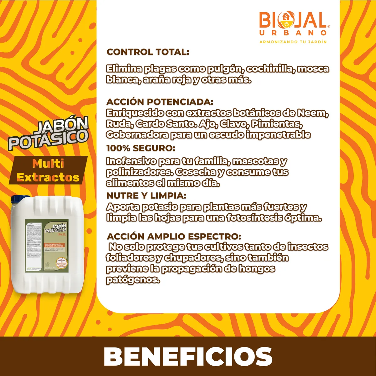 Jabón Potásico 10L Biojal | Insecticida y Fungicida Orgánico 🌱