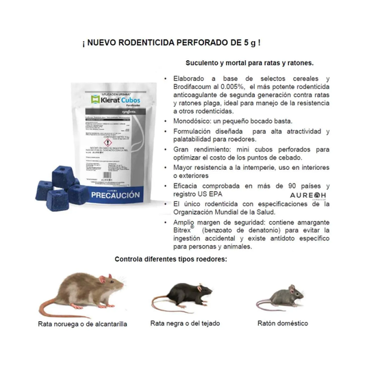 Kit Raticida Klerat 1kg y 2 Cebaderos | Veneno para Ratas 🐭