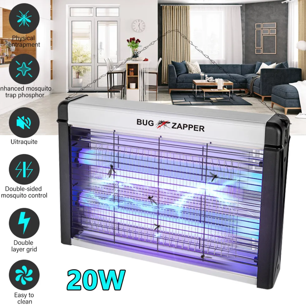 Lámpara Mata Mosquitos 20W – Eléctrica y Letal ⚡