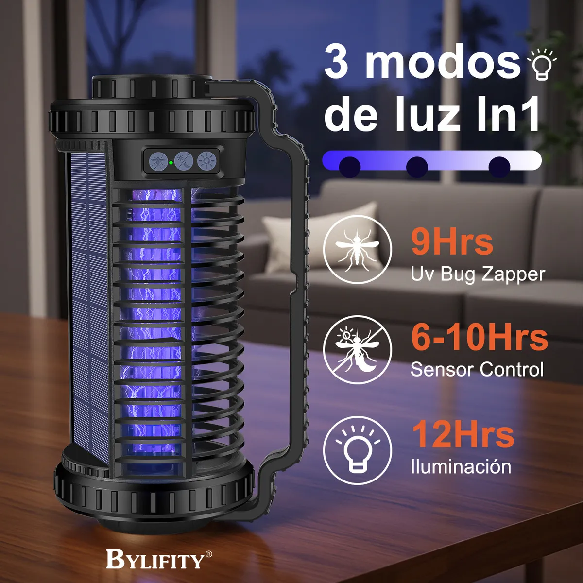 Lámpara Mata Mosquitos Solar y Recargable | Luz de Nocturna 🏕️