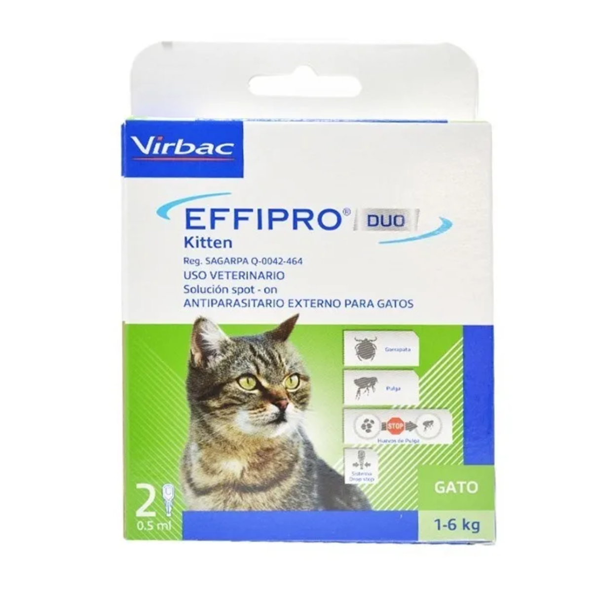 Pipeta Antipulgas para Gato Effipro Duo | 1 a 6 kg (2 Pack) 🐈