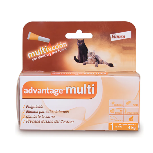 Advantage Multi Gato <4kg | Pipeta Antipulgas y Desparasitante 🐈
