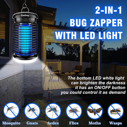 Lámpara Mata Mosquitos Recargable 2 en 1 | Linterna Impermeable 🏕️