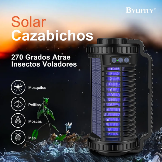 Lámpara Mata Mosquitos Solar y Recargable | Luz de Nocturna 🏕️