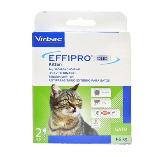 Pipeta Antipulgas para Gato Effipro Duo | 1 a 6 kg (2 Pack) 🐈