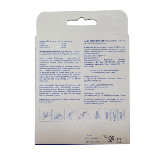 Pipeta Antipulgas para Gato Effipro Duo | 1 a 6 kg (2 Pack) 🐈