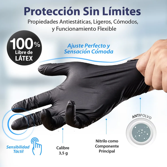 100 Guantes Nitrilo Premium Negro